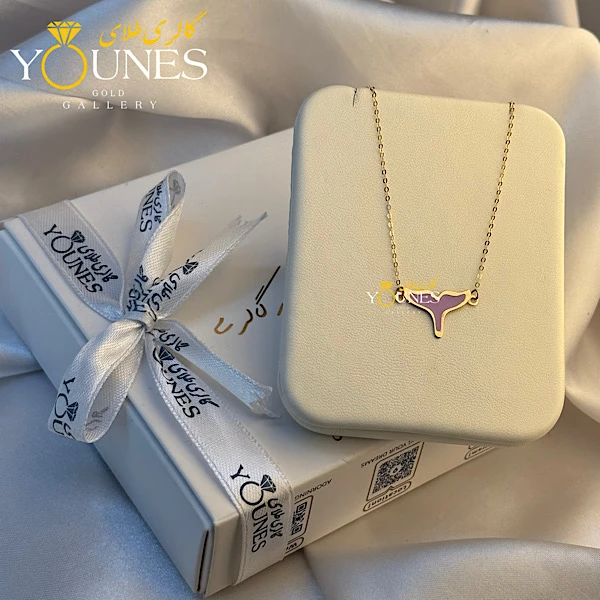گردنبند میناکاری دم وال یاسی طلا